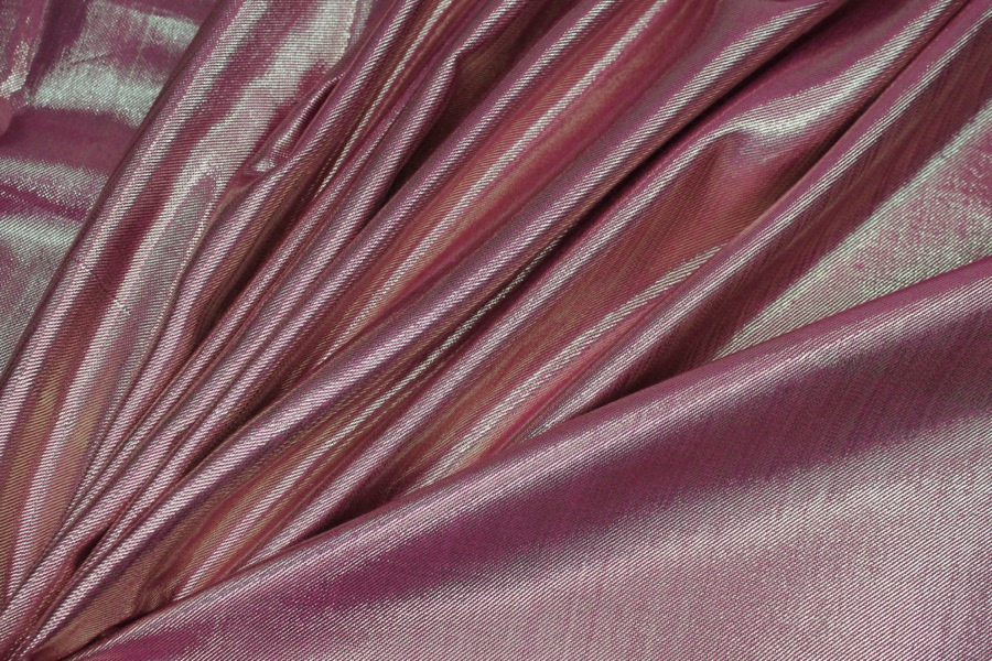 Silk Lurex Twill - Pink / Gold fabric, image 7 of 9