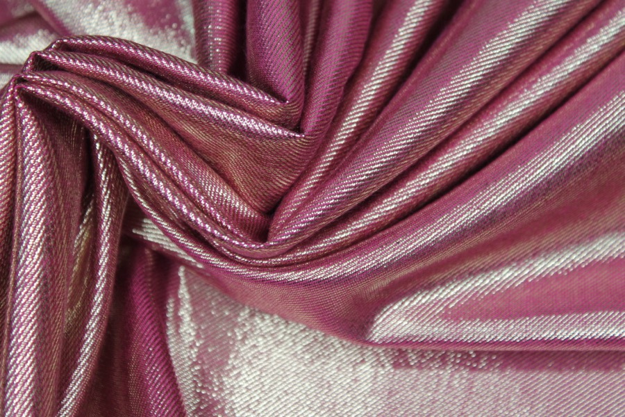 Silk Lurex Twill - Pink / Gold fabric, image 8 of 9