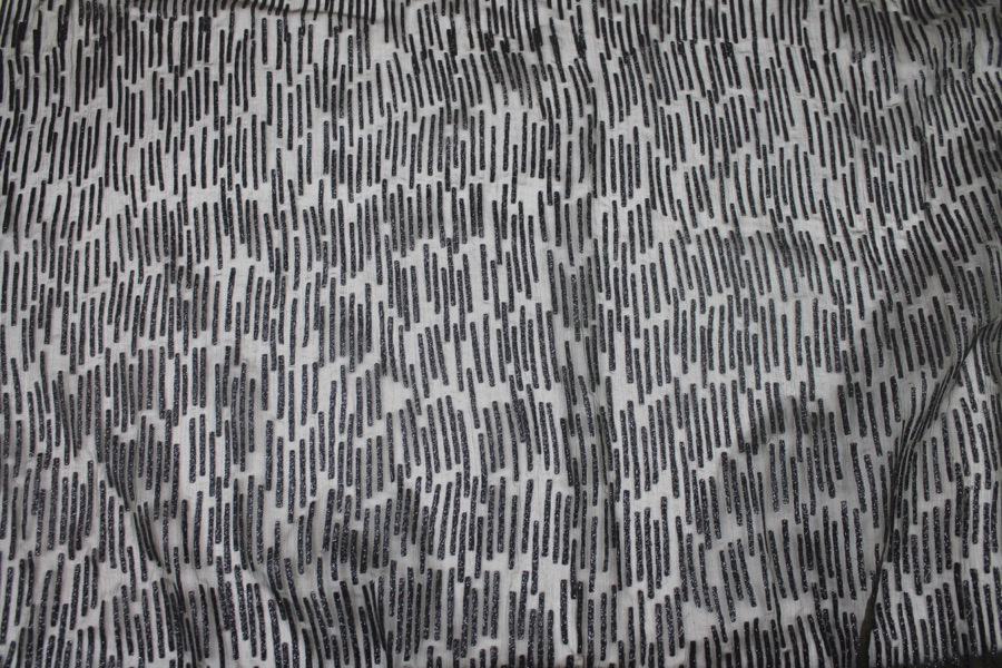 Olive Chiffon with Black Glitter Stripes fabric, image 2 of 9