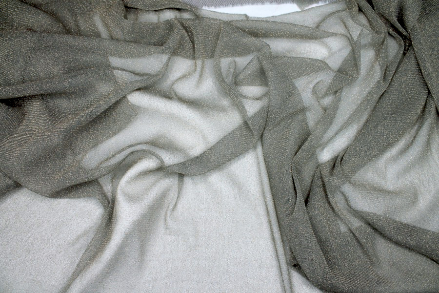 Grey Gold Glittery Tulle fabric, image 2 of 7