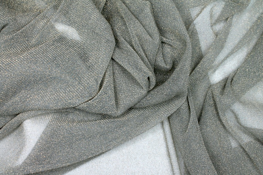 Grey Gold Glittery Tulle fabric, image 3 of 7