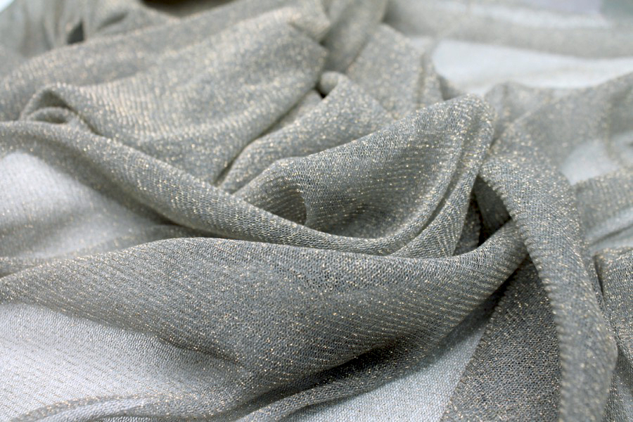 Grey Gold Glittery Tulle fabric