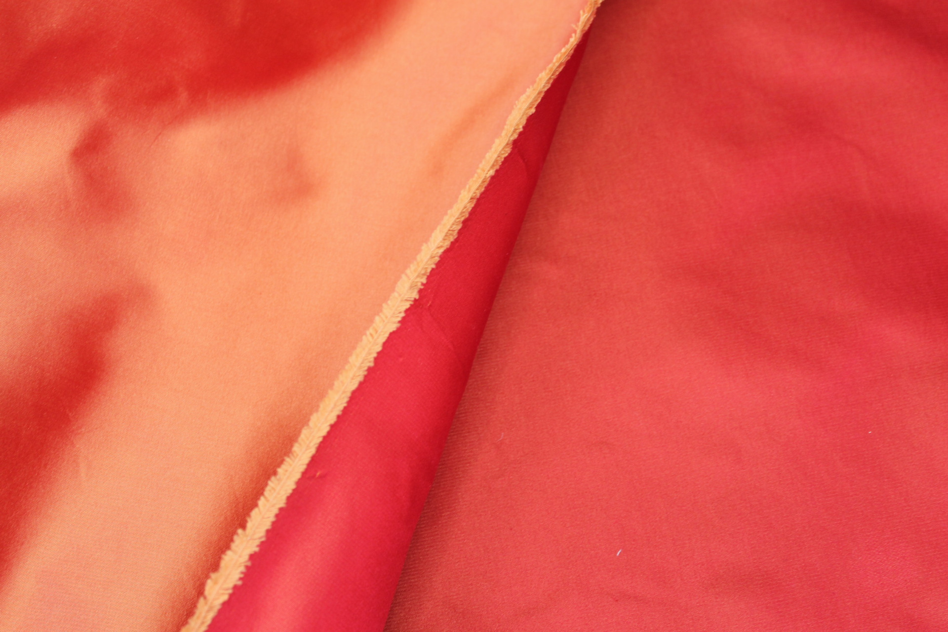 Two Tone Silk Duchesse Satin - Red/Orange fabric, image 3 of 4
