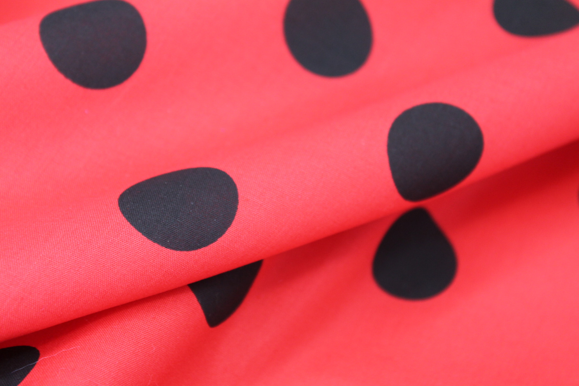 Polka Dot / Spot Cotton - Black and Red fabric, image 4 of 6