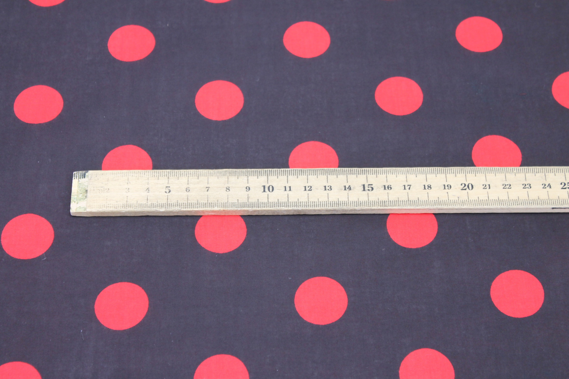 Polka Dot / Spot Cotton - Black with Red Dots fabric, image 4 of 6