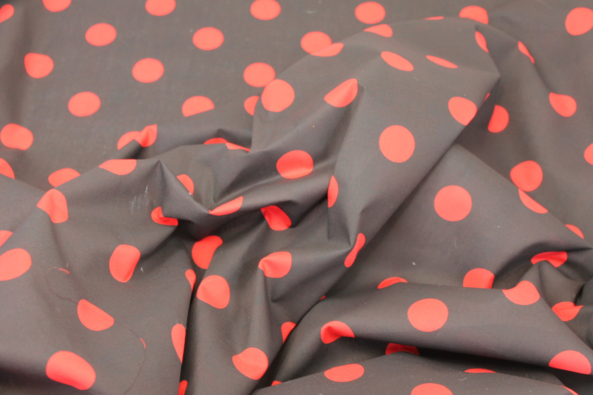 Polka Dot / Spot Cotton - Black with Red Dots fabric, image 5 of 6