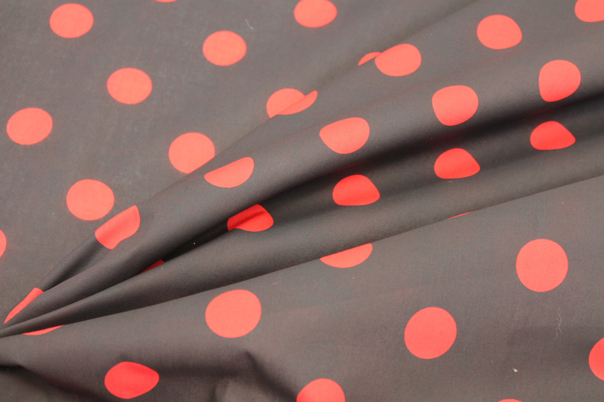 Polka Dot / Spot Cotton - Black with Red Dots fabric, image 6 of 6