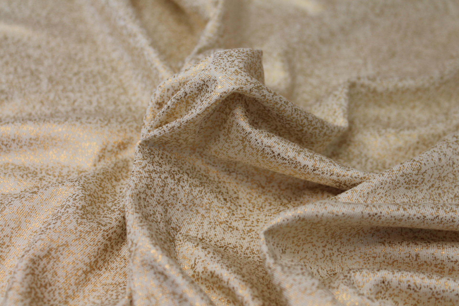 Cotton Jersey - Ecru with Gold Splatter fabric