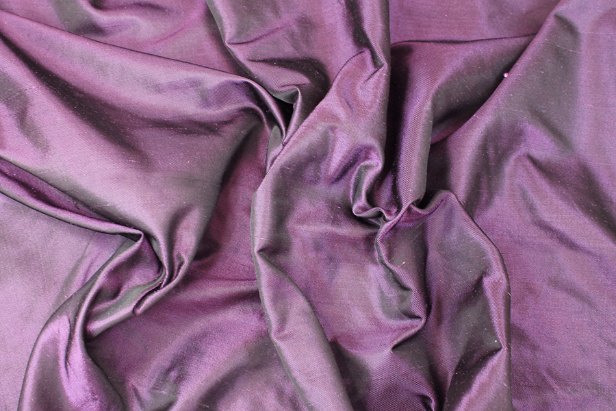 Silk Twill Backed Dupion - African Violet shot Black fabric, image 3 of 6
