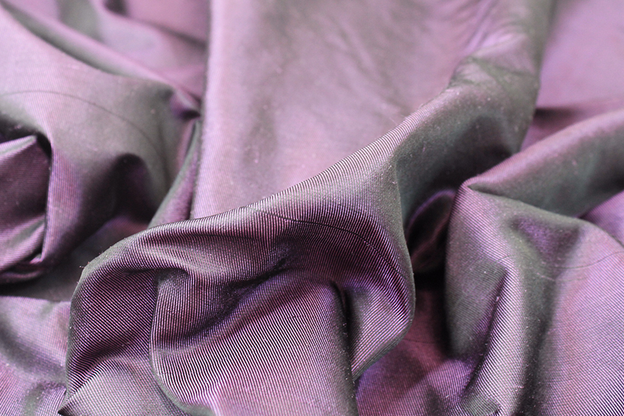 Silk Twill Backed Dupion - African Violet shot Black fabric, image 2 of 6