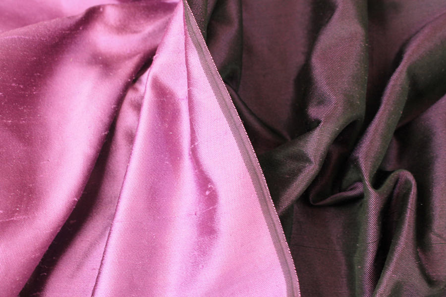 Silk Twill Backed Dupion - African Violet shot Black fabric, image 4 of 6