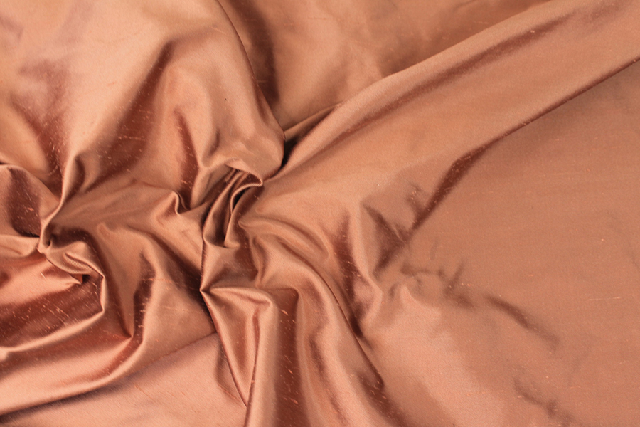 Silk Twill Backed Dupion - Tan shot Black fabric, image 6 of 8