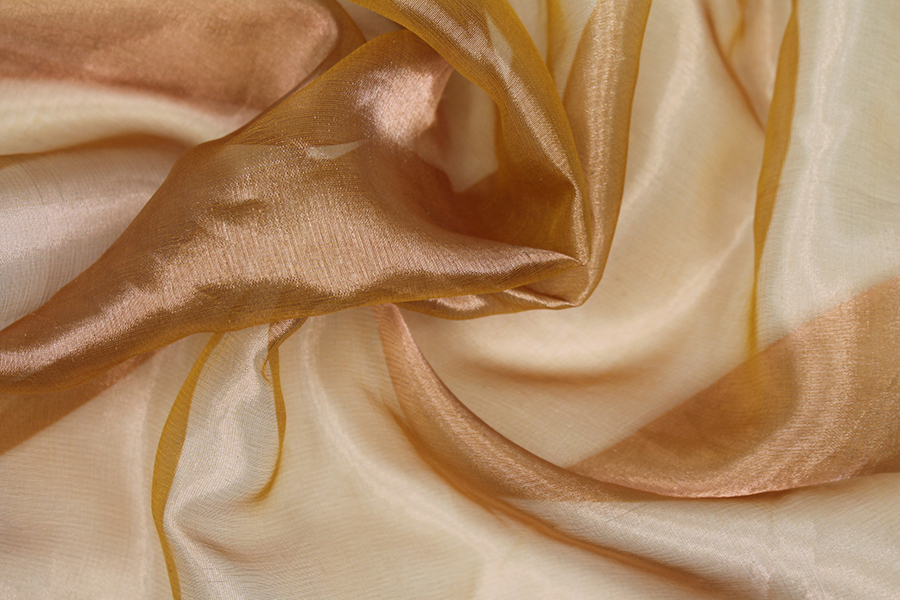 Silk Organza - Metallic Yellow Copper fabric, image 3 of 4