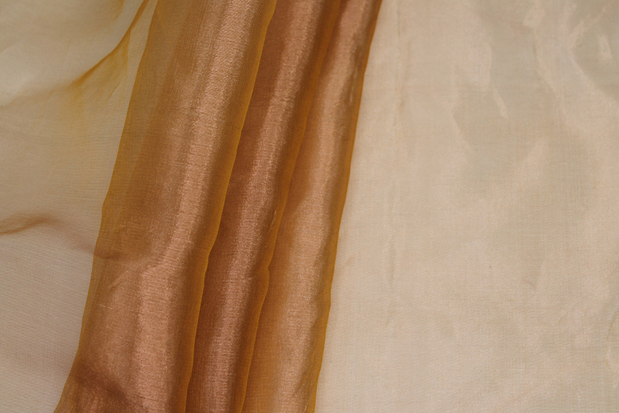 Silk Organza - Metallic Yellow Copper fabric, image 4 of 4