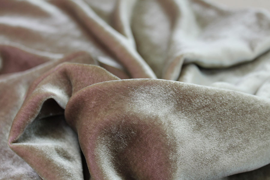 Silk Velvet - Olive shot Violet fabric, image 6 of 7