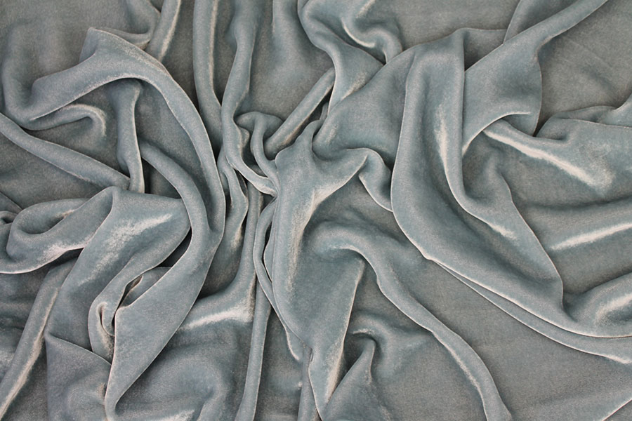 BACK IN STOCK - Silk Velvet - Dusty Blue fabric, image 5 of 6