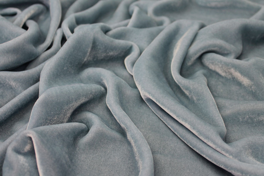 BACK IN STOCK - Silk Velvet - Dusty Blue fabric, image 4 of 6