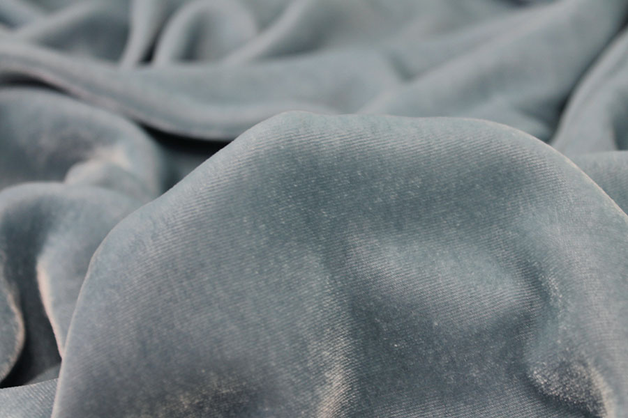 BACK IN STOCK - Silk Velvet - Dusty Blue fabric, image 2 of 6