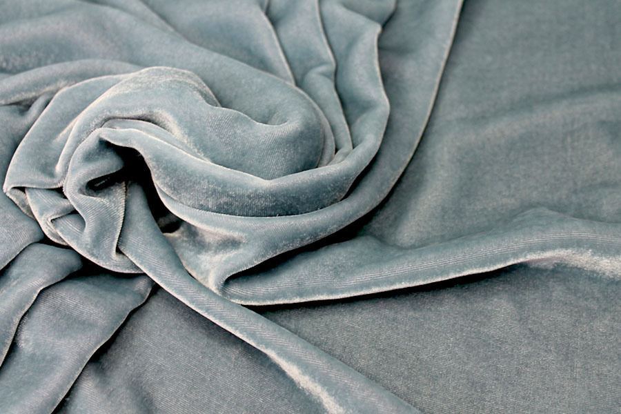 BACK IN STOCK - Silk Velvet - Dusty Blue fabric, image 3 of 6