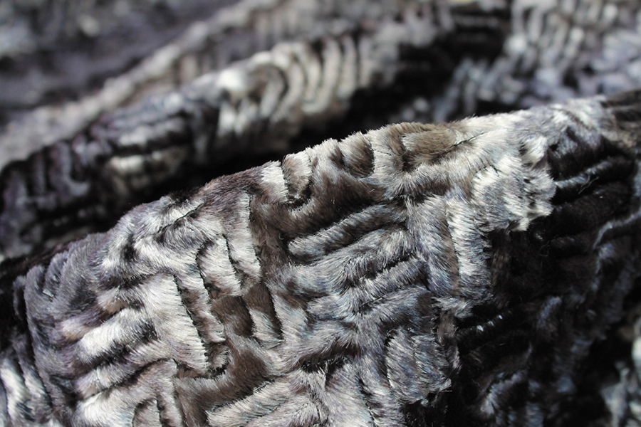 Faux Astrakhan - Grey Black fabric