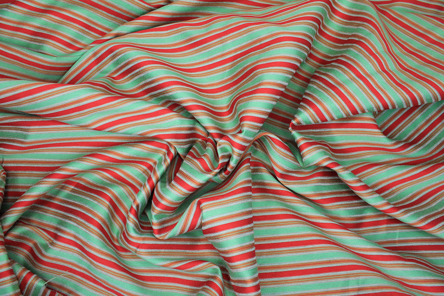 Striped Brocade - Red & Green - 1.7m Piece fabric, image 2 of 7