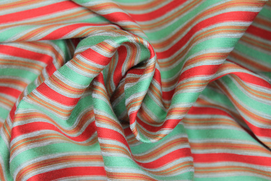 Striped Brocade - Red & Green - 1.7m Piece fabric, image 4 of 7