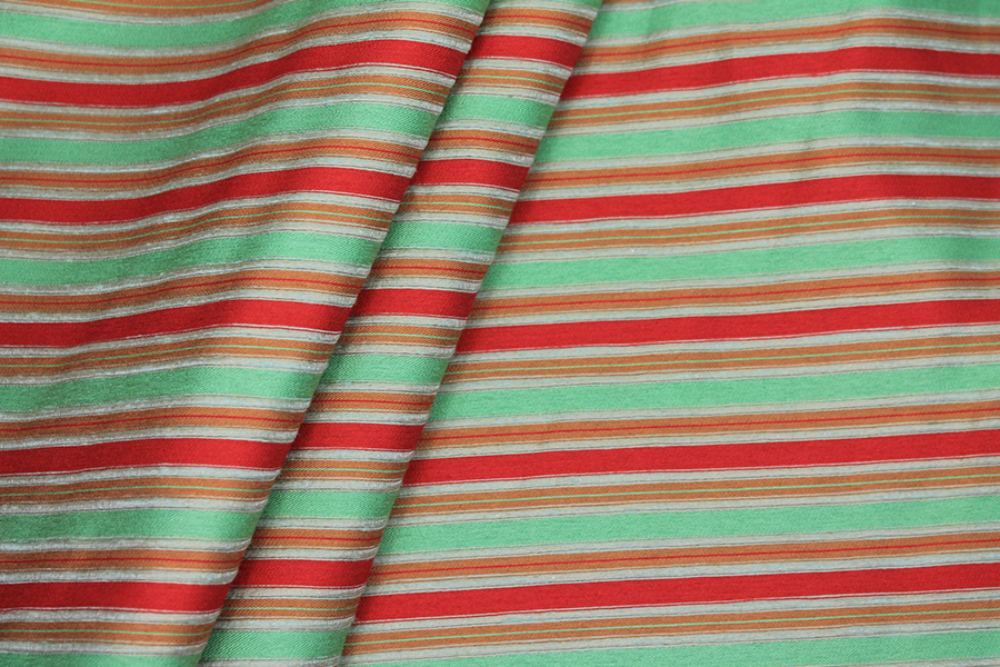 Striped Brocade - Red & Green - 1.7m Piece fabric, image 7 of 7