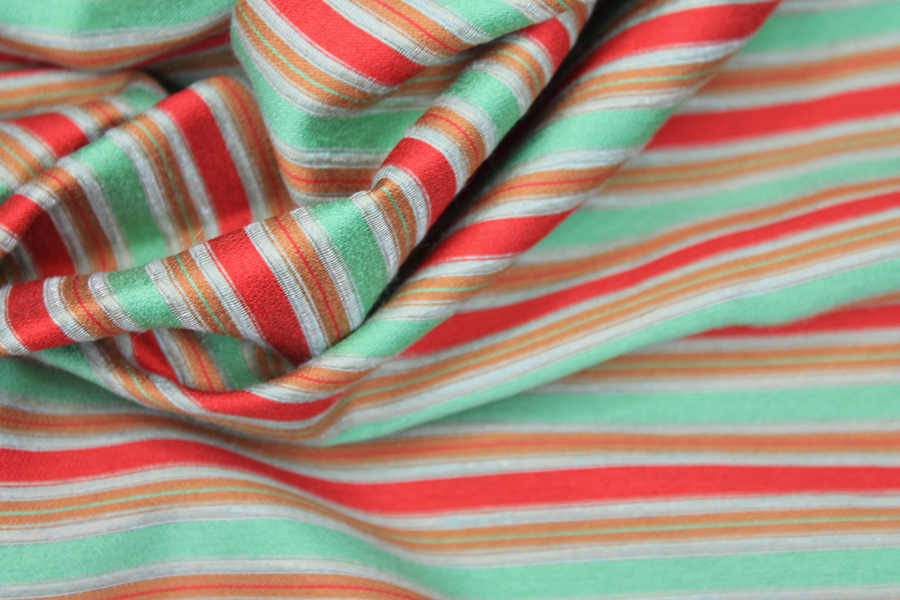 Striped Brocade - Red & Green - 1.7m Piece fabric, image 6 of 7