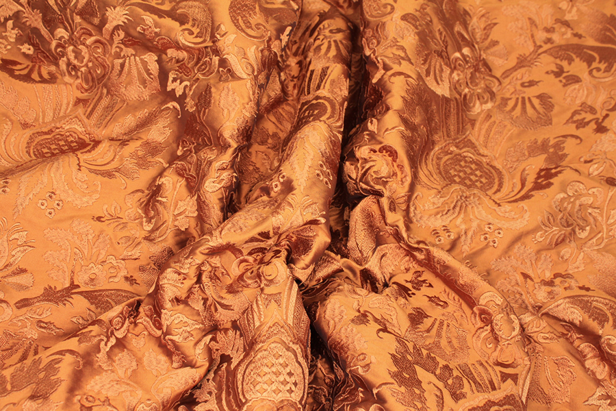 Heavy Jacquard Style Embroidery - Orange fabric, image 4 of 8