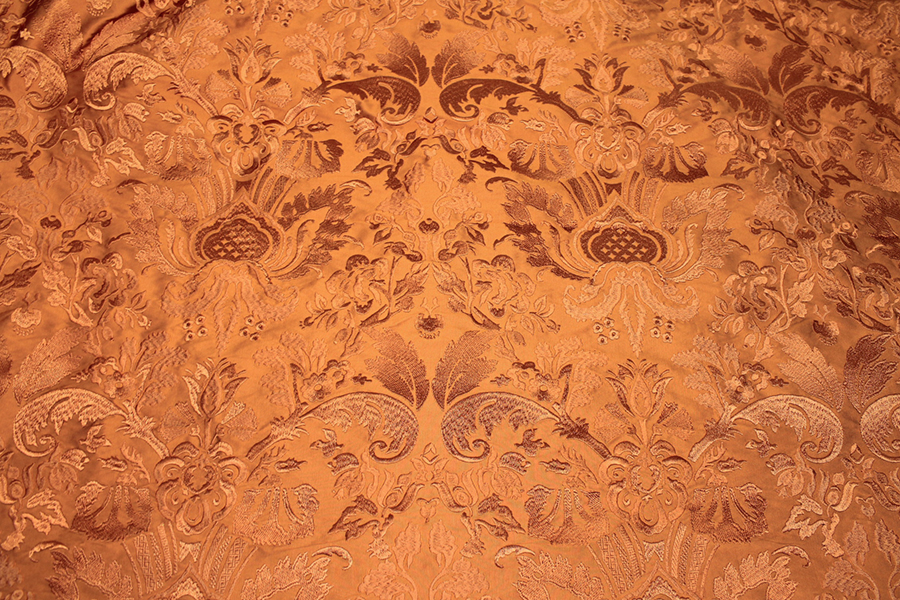 Heavy Jacquard Style Embroidery - Orange fabric, image 5 of 8