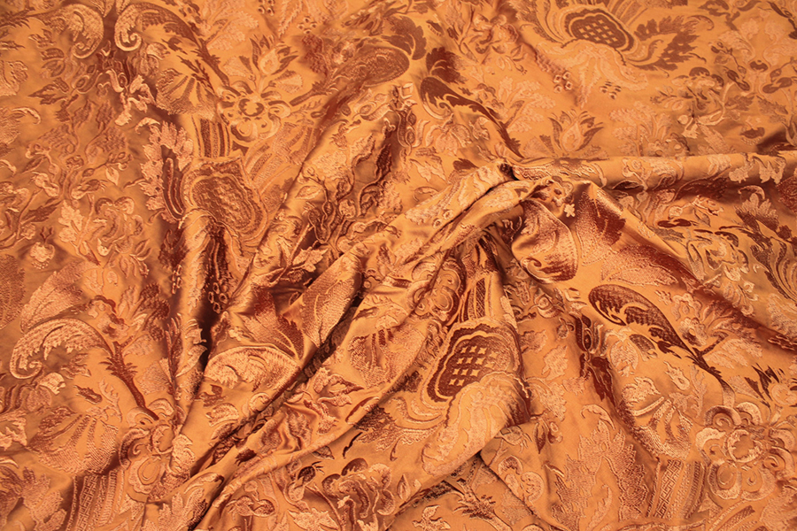 Heavy Jacquard Style Embroidery - Orange fabric, image 8 of 8
