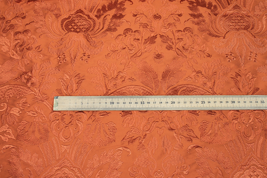 Heavy Jacquard Style Embroidery - Orange fabric, image 7 of 8