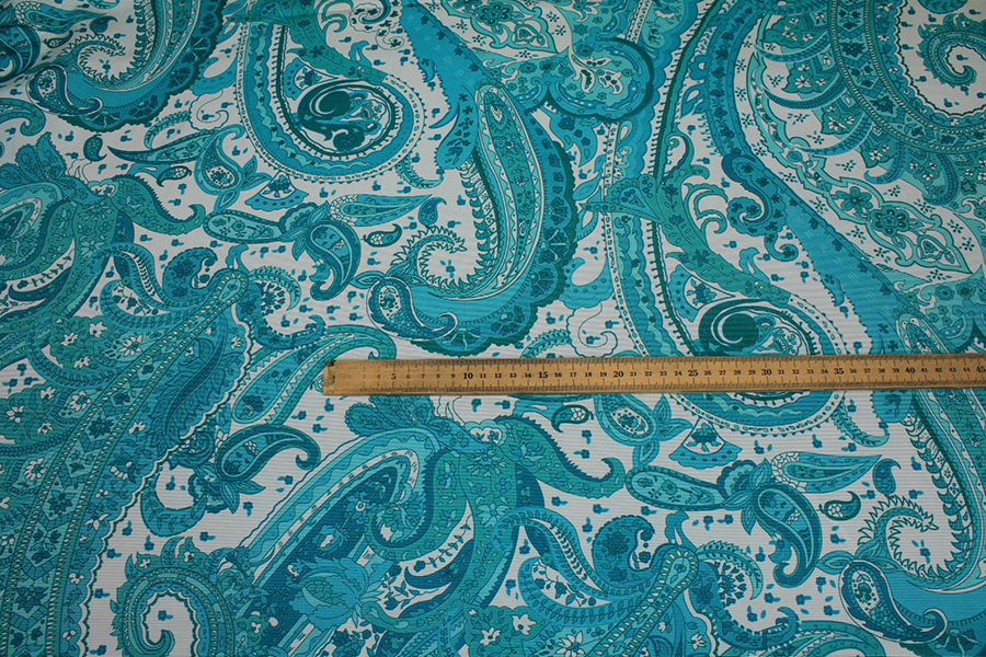 Printed Grosgrain - Turquoise on Pale Mint fabric, image 4 of 7