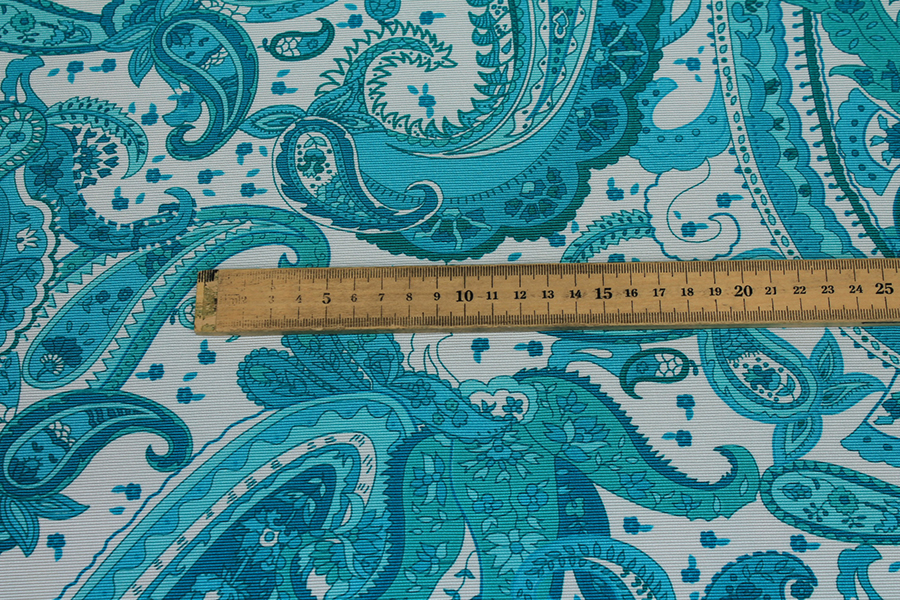 Printed Grosgrain - Turquoise on Pale Mint fabric, image 5 of 7