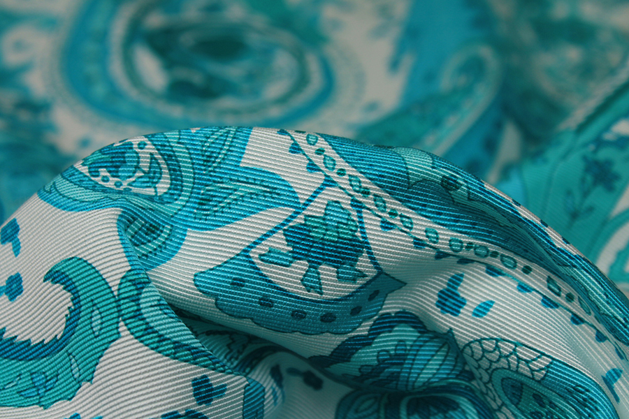 Printed Grosgrain - Turquoise on Pale Mint fabric, image 2 of 7