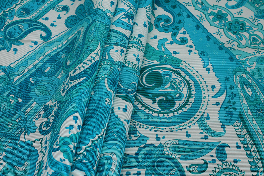 Printed Grosgrain - Turquoise on Pale Mint fabric, image 3 of 7