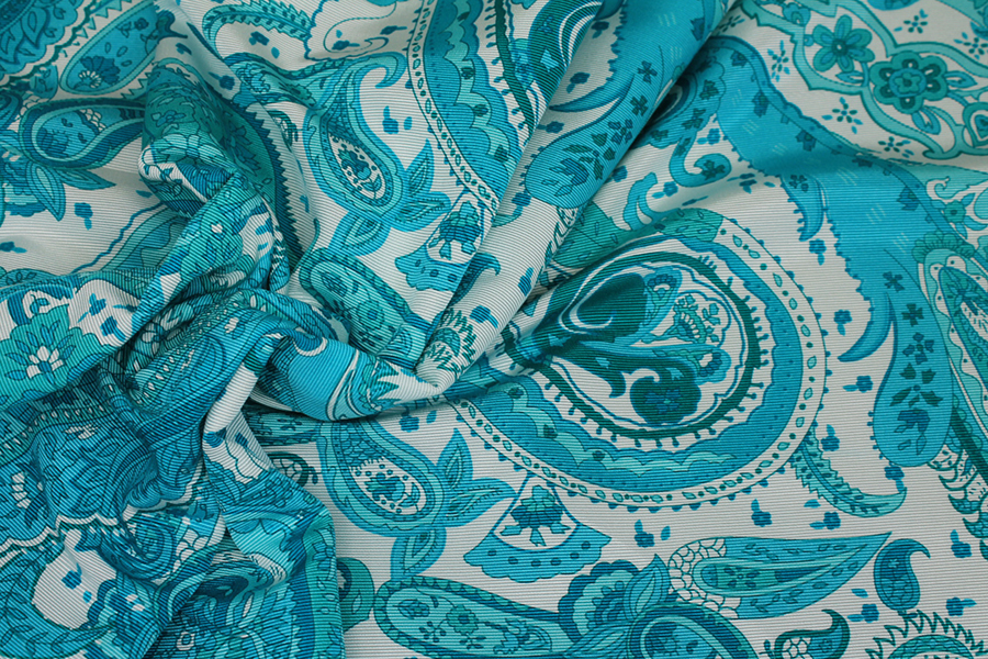 Printed Grosgrain - Turquoise on Pale Mint fabric, image 6 of 7