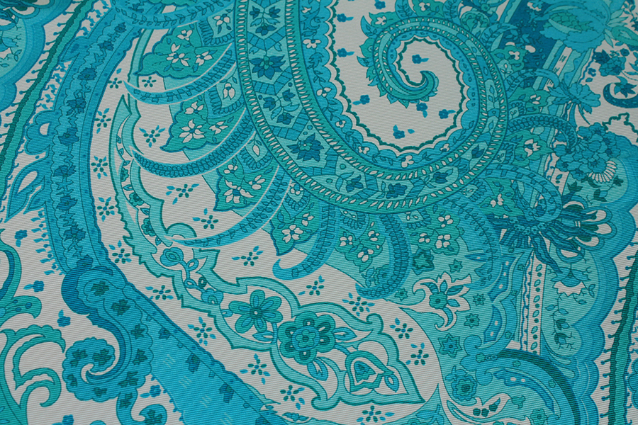 Printed Grosgrain - Turquoise on Pale Mint fabric, image 7 of 7