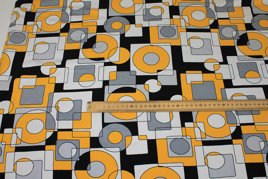 Pop Print Jersey - Yellow, Black, Grey and White fabric, image 3 of 6