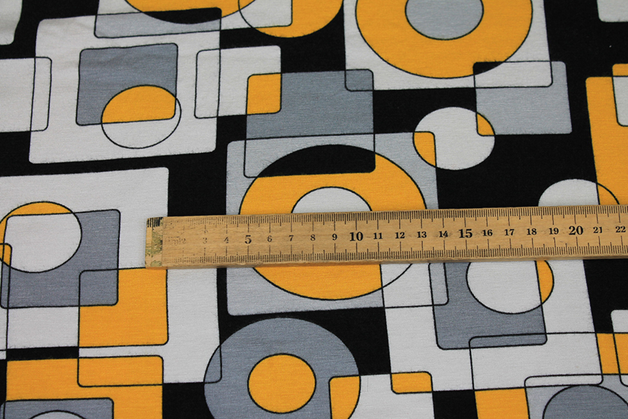 Pop Print Jersey - Yellow, Black, Grey and White fabric, image 2 of 6