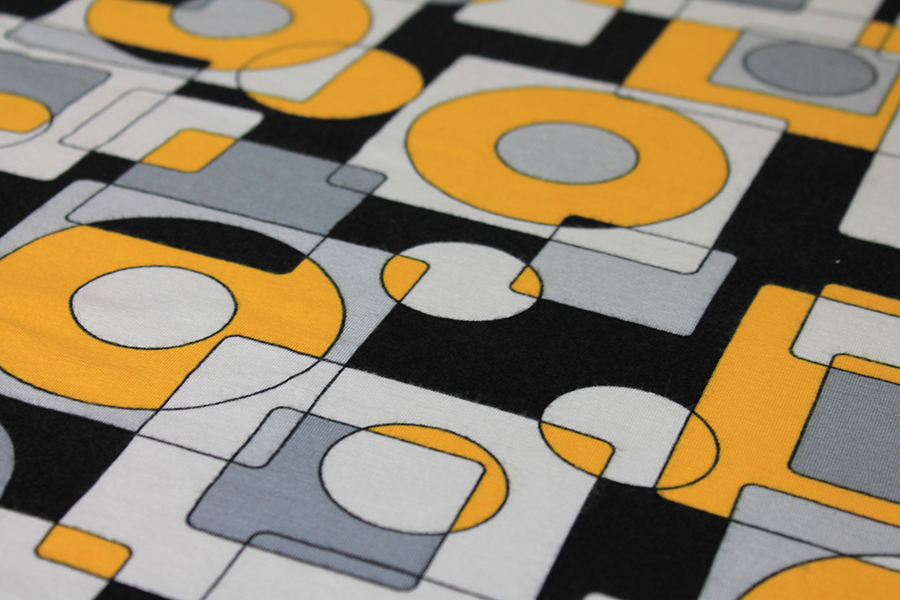 Pop Print Jersey - Yellow, Black, Grey and White fabric