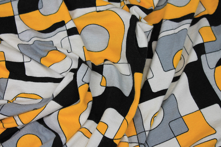 Pop Print Jersey - Yellow, Black, Grey and White fabric, image 4 of 6