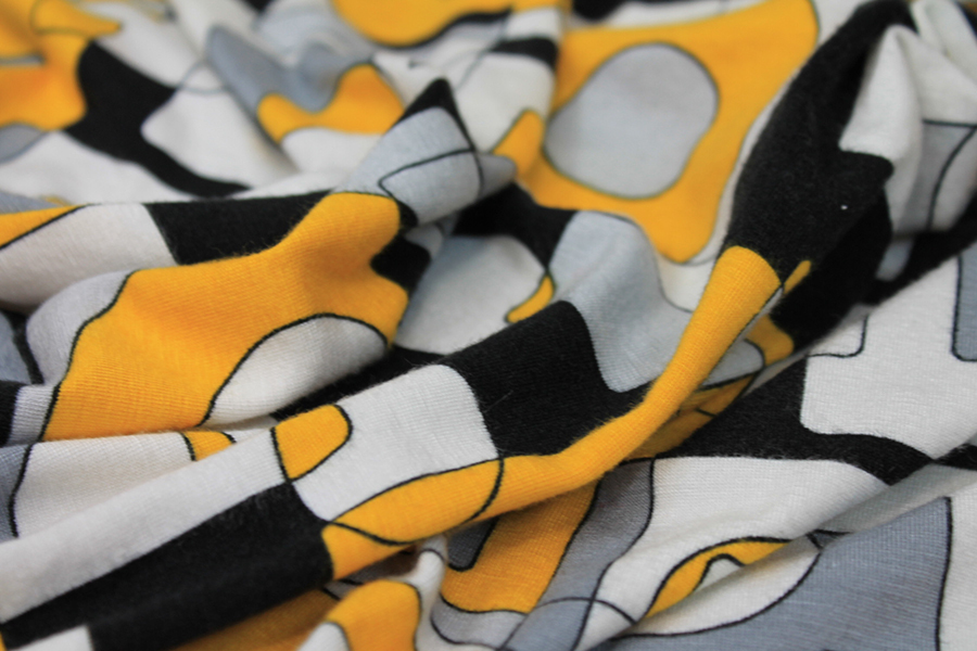 Pop Print Jersey - Yellow, Black, Grey and White fabric, image 5 of 6