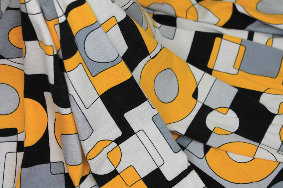 Pop Print Jersey - Yellow, Black, Grey and White fabric, image 6 of 6