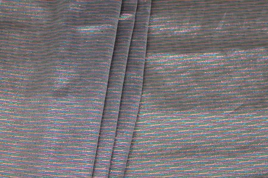Grey Silk Organza w/Rainbow lurex fabric, image 4 of 7