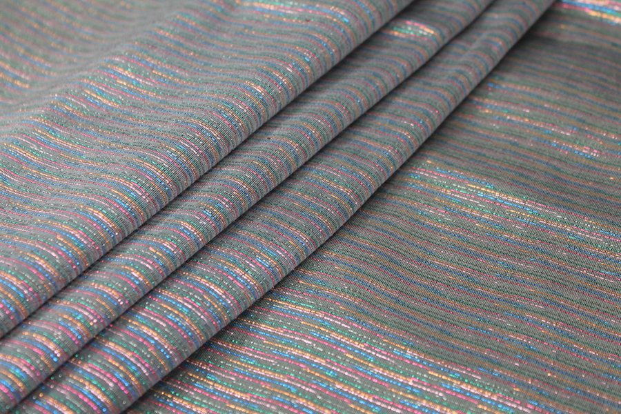 Grey Silk Organza w/Rainbow lurex fabric, image 3 of 7