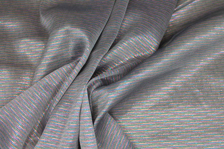 Grey Silk Organza w/Rainbow lurex fabric, image 2 of 7