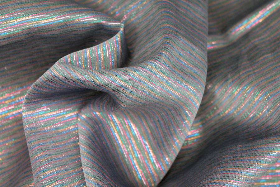 Grey Silk Organza w/Rainbow lurex fabric, image 5 of 7