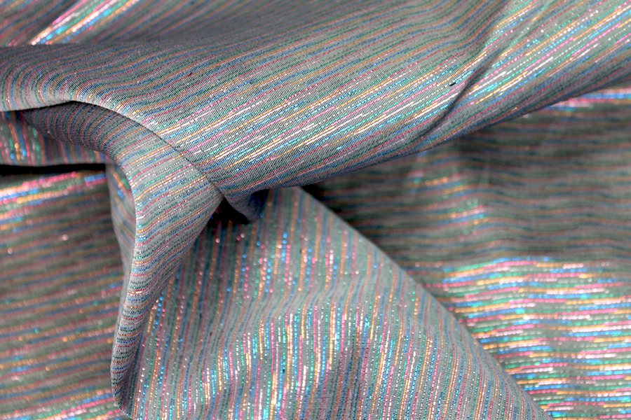 Grey Silk Organza w/Rainbow lurex fabric, image 6 of 7