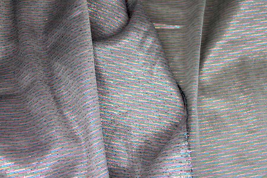 Grey Silk Organza w/Rainbow lurex fabric, image 7 of 7